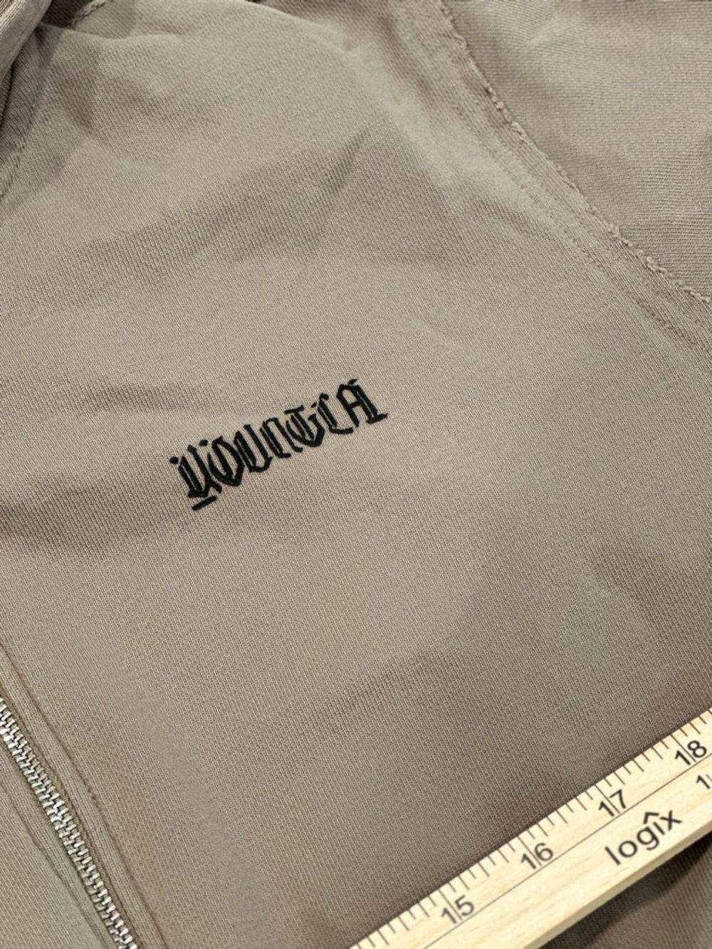 YoungLA Cropped Zip Hoodie in Taupe - Picture 6 of 12